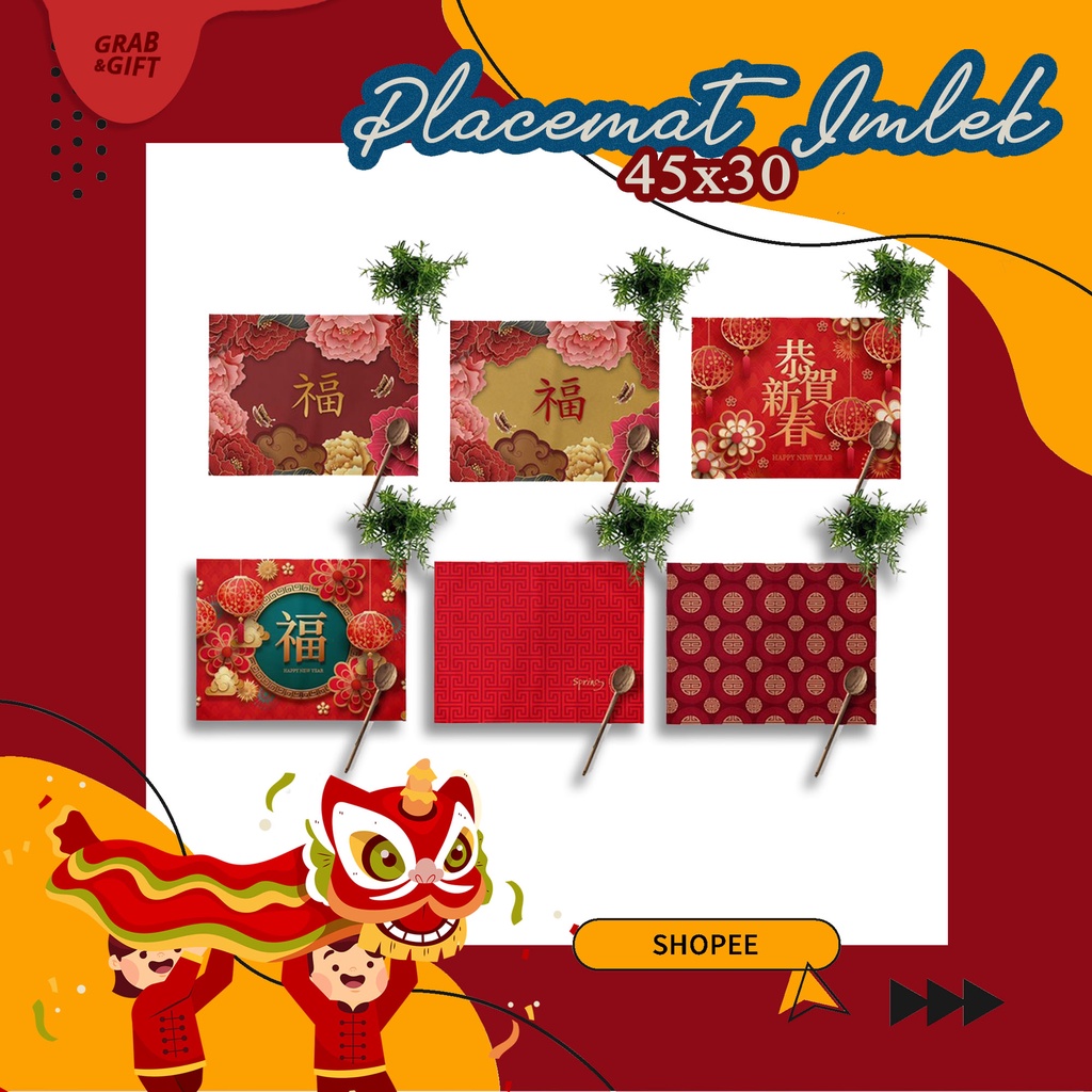 PLACEMAT Tatakan Piring Makan Edisi CNY / Imlek / Taplak Chinese New Year 45x30 cm