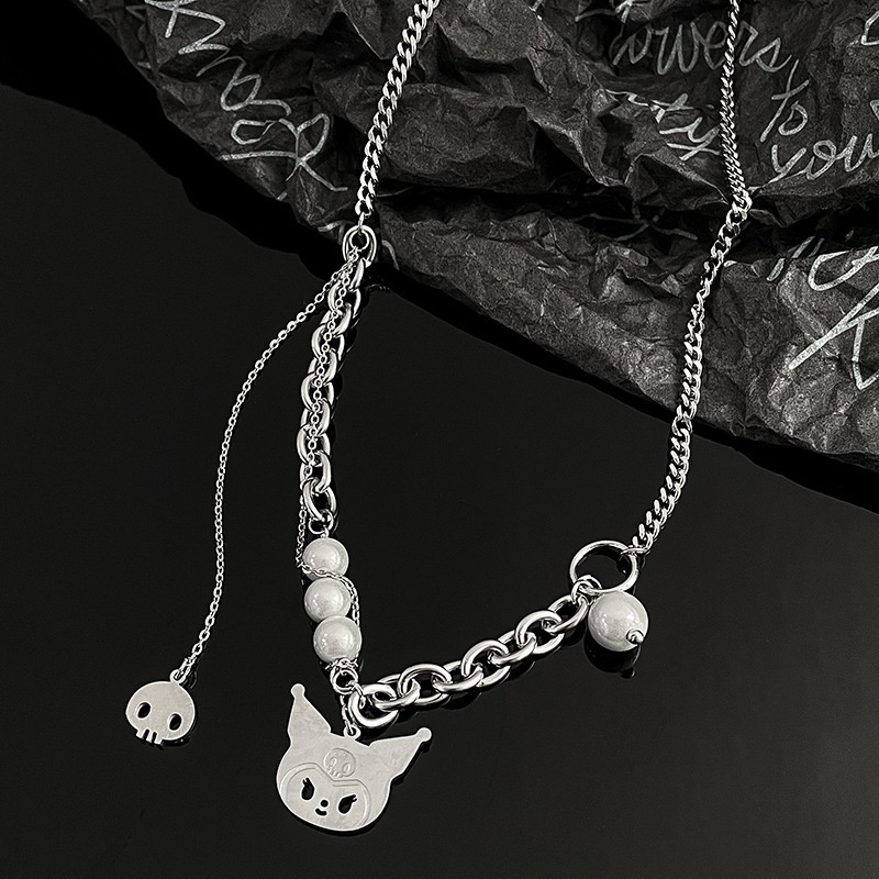 Kalung Rantai Aksen Mutiara Gaya Hip Hop