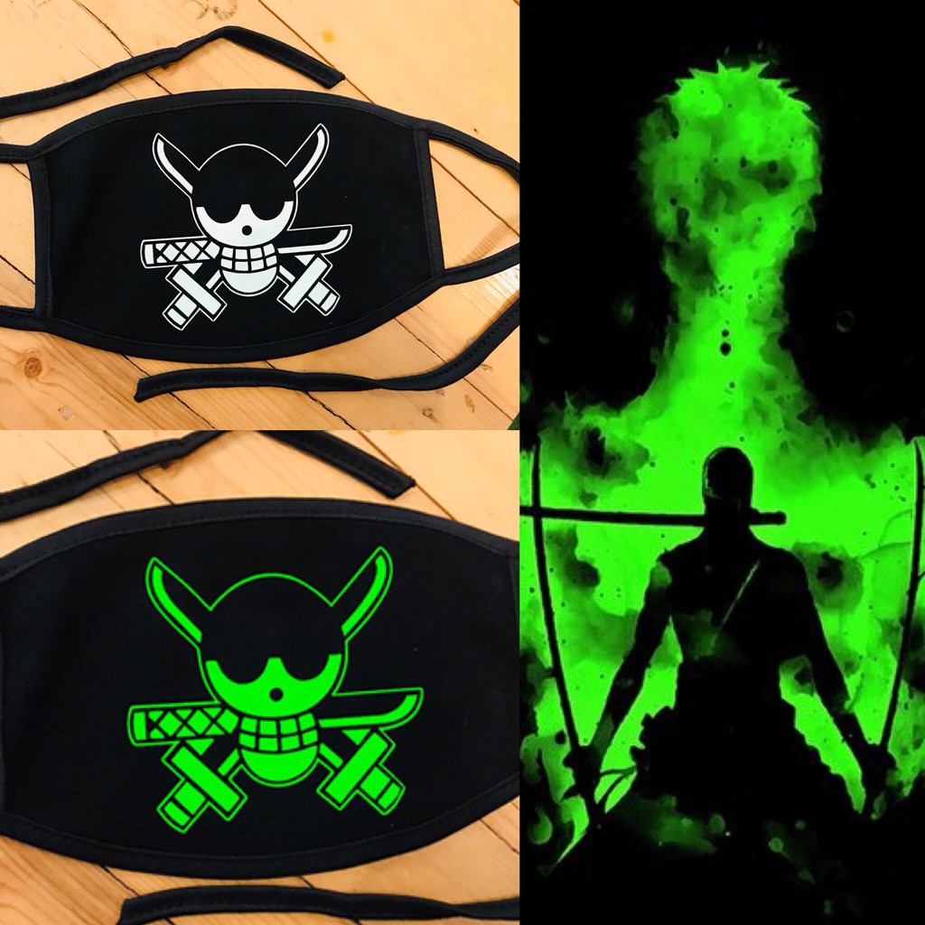 Masker kain Roronoa Zoro ( Glow in the Dark )