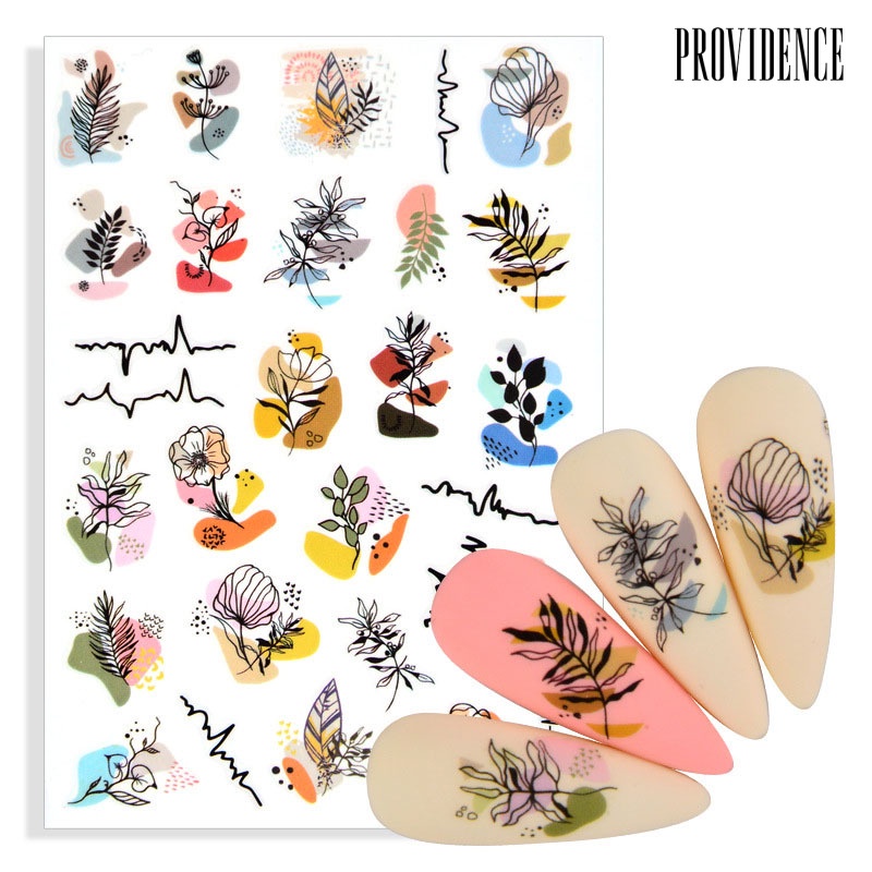 Providence 3pcs / Set Stiker Kuku 3d Motif Wajah Wanita Abstrak Tahan Lama Untuk Nail Art / Manicure