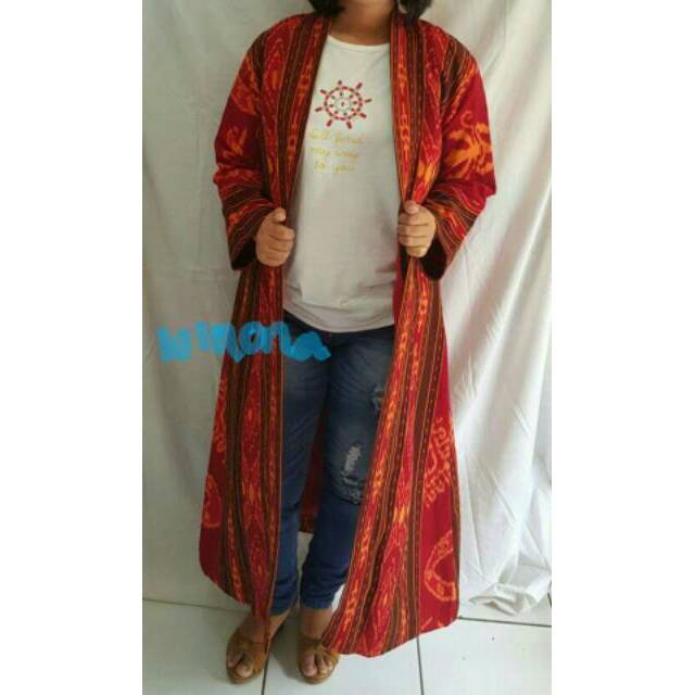 Long cardigan tenun motif NTT