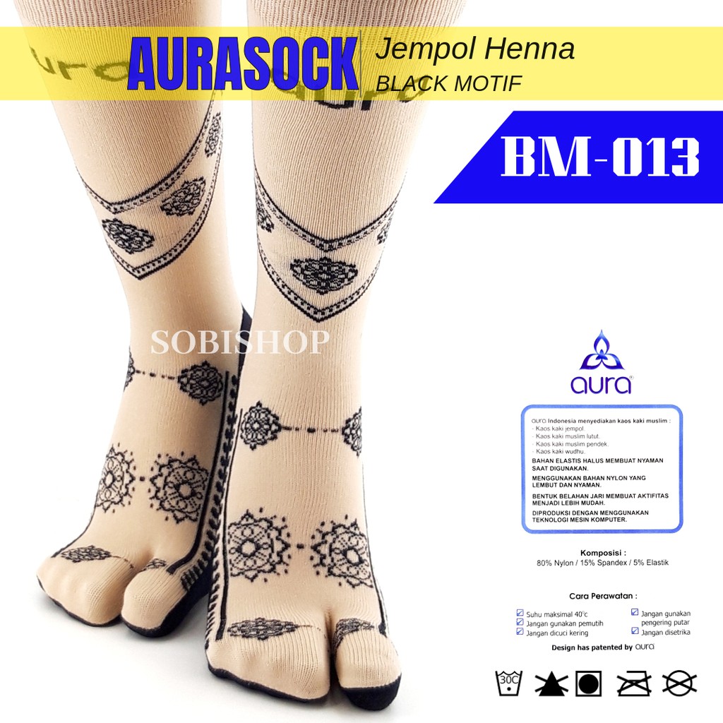 Kaos Kaki Jempol Aura Black Motif BM013 Shopee Indonesia
