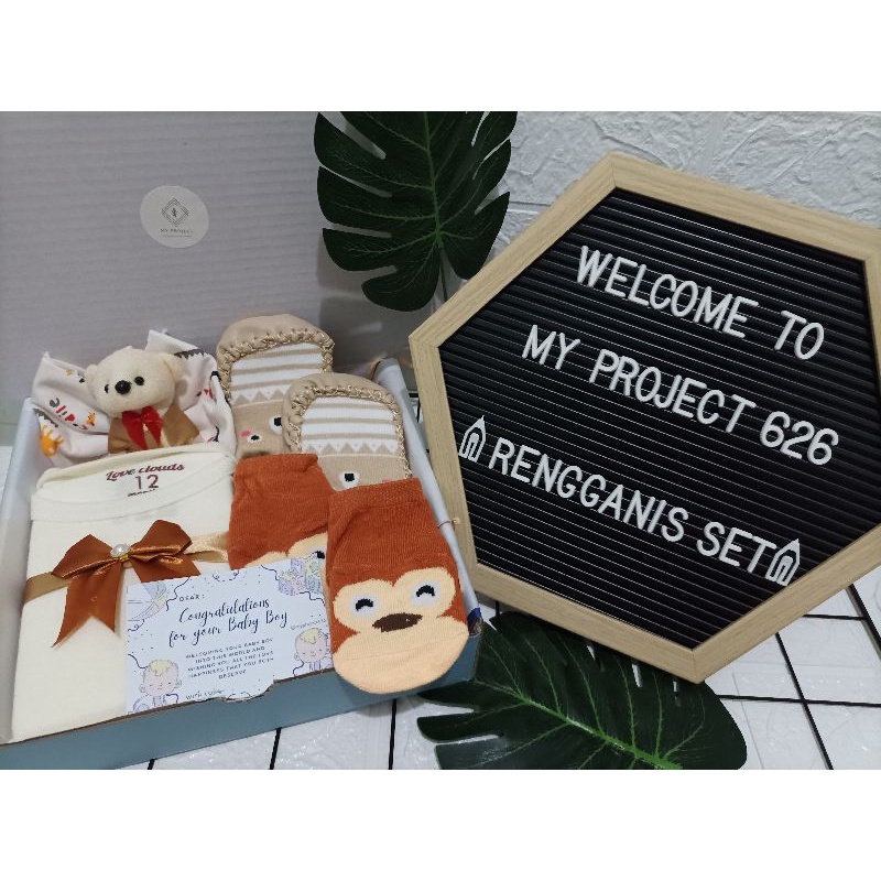 RENGGANIS SET | BABY HAMPERS BAYI GIFT KADO SET | PAKET LAHIRAN BAYI LAKI - LAKI PEREMPUAN UNISEX-CREAM