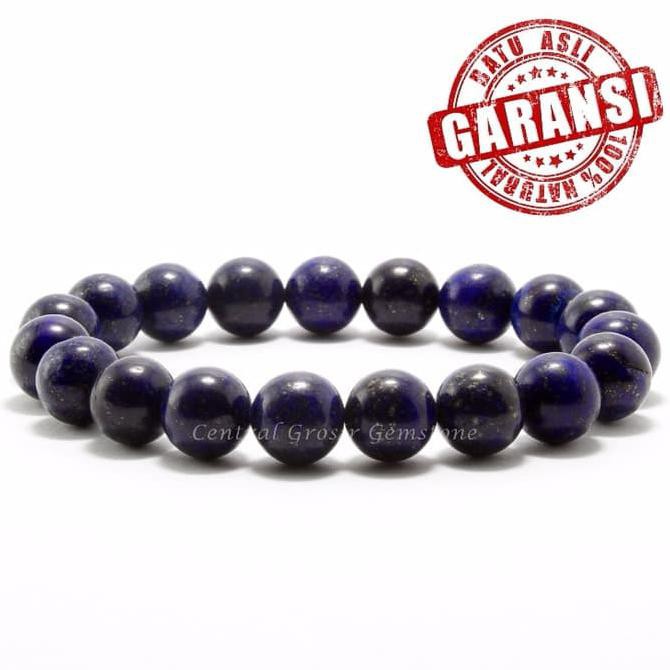 GELANG NATURAL LAPIS LAZULI, FULL SERAT EMAS, BERANI TAMPIL BEDA