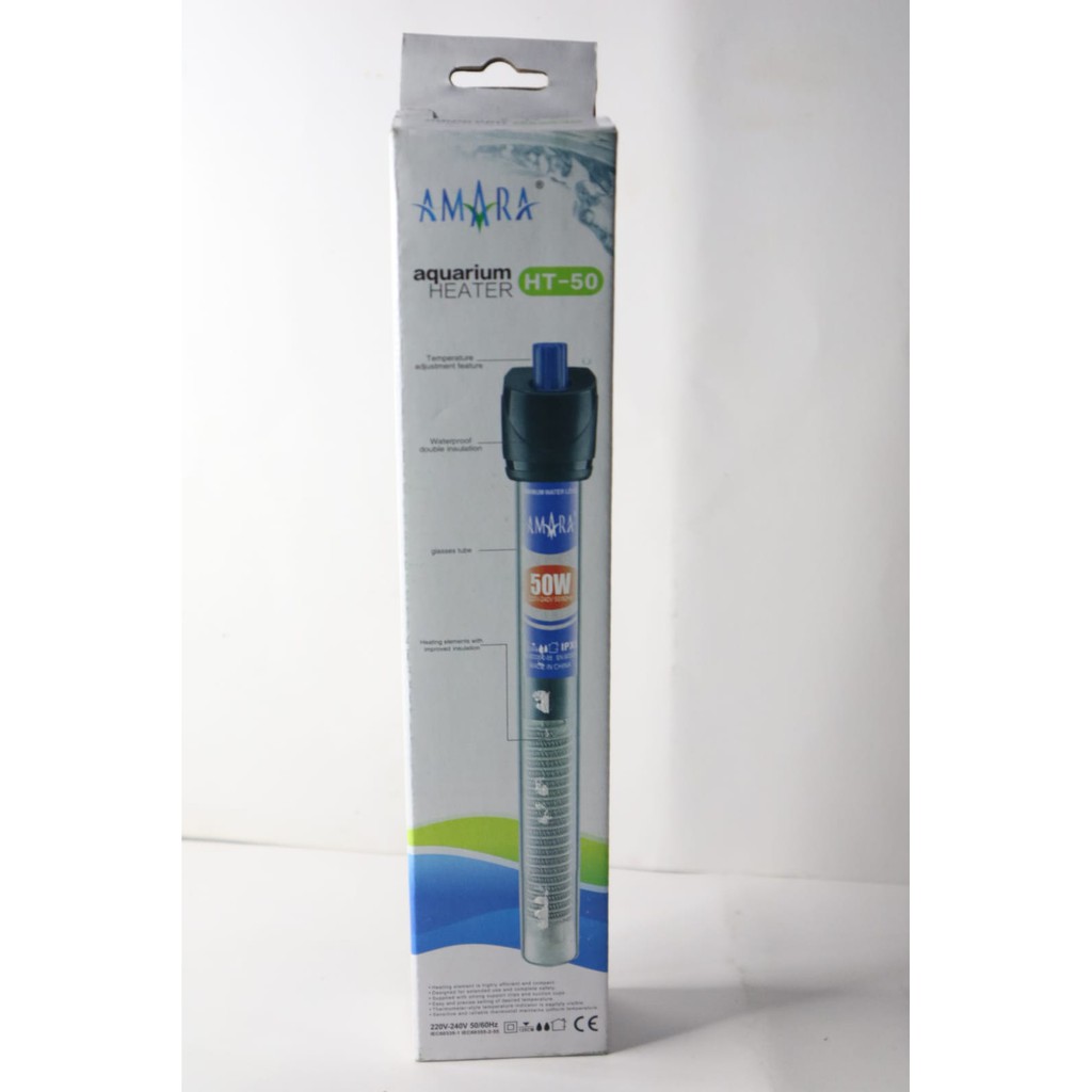 pemanas penghangat air aquarium akuarium heater amara 50watt 50 watt amara ht50 ht 50