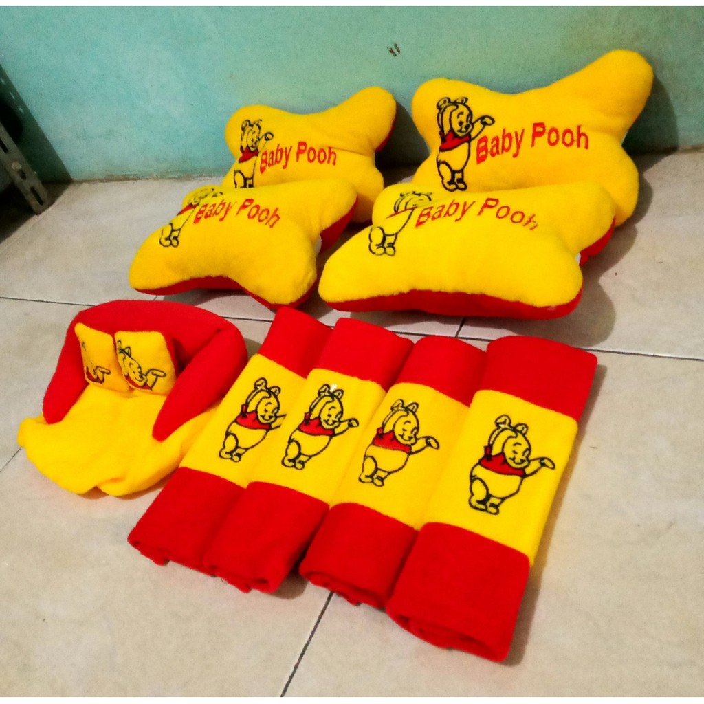 Bantal Mobil BABY POOH Kuning Bantal Isi 4 Sandaran Leher Kepala Baby Pooh Yellow