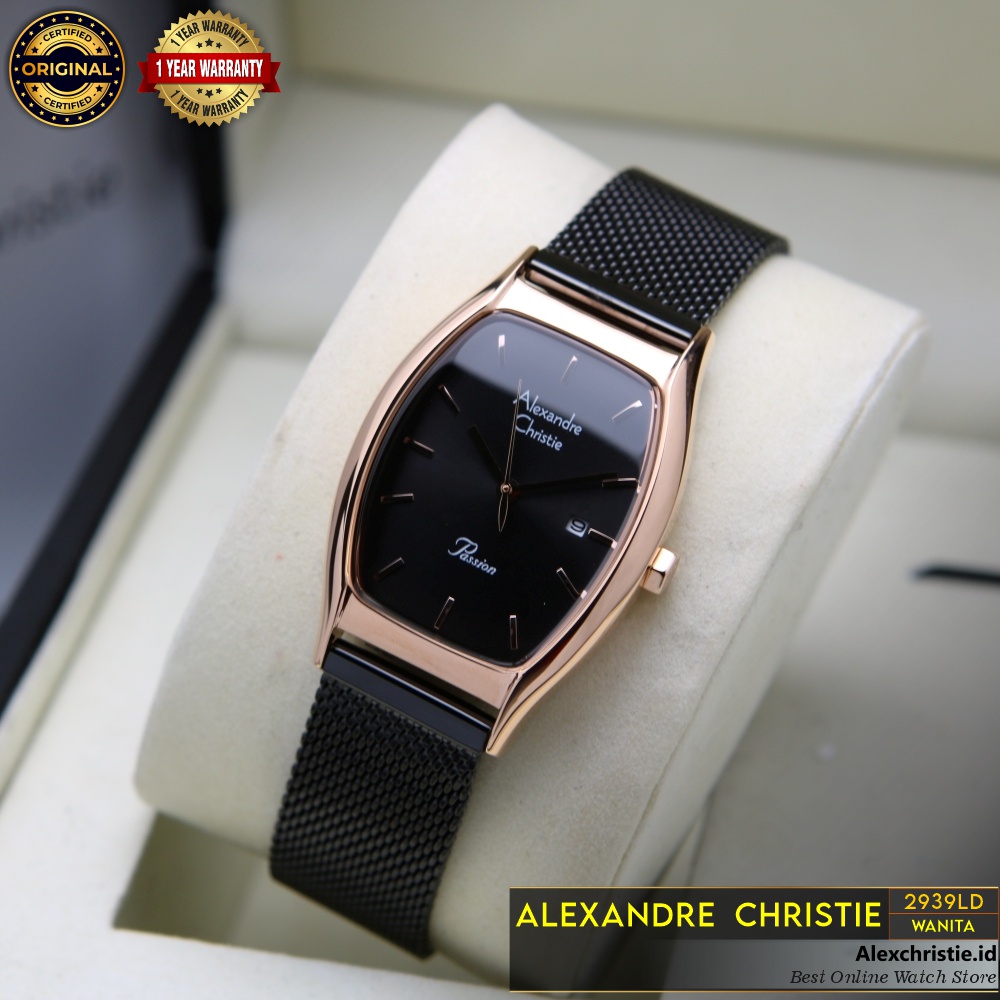 New 2021 Jam Alexander Christie Wanita 2939LD Black Rosegold Rantai Original - Cantik Modis Anggun E
