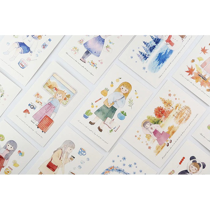 

Postcard Kartu Pos Kertas Surat Kartu Ucapan Pembatas Buku "Song of Seasons