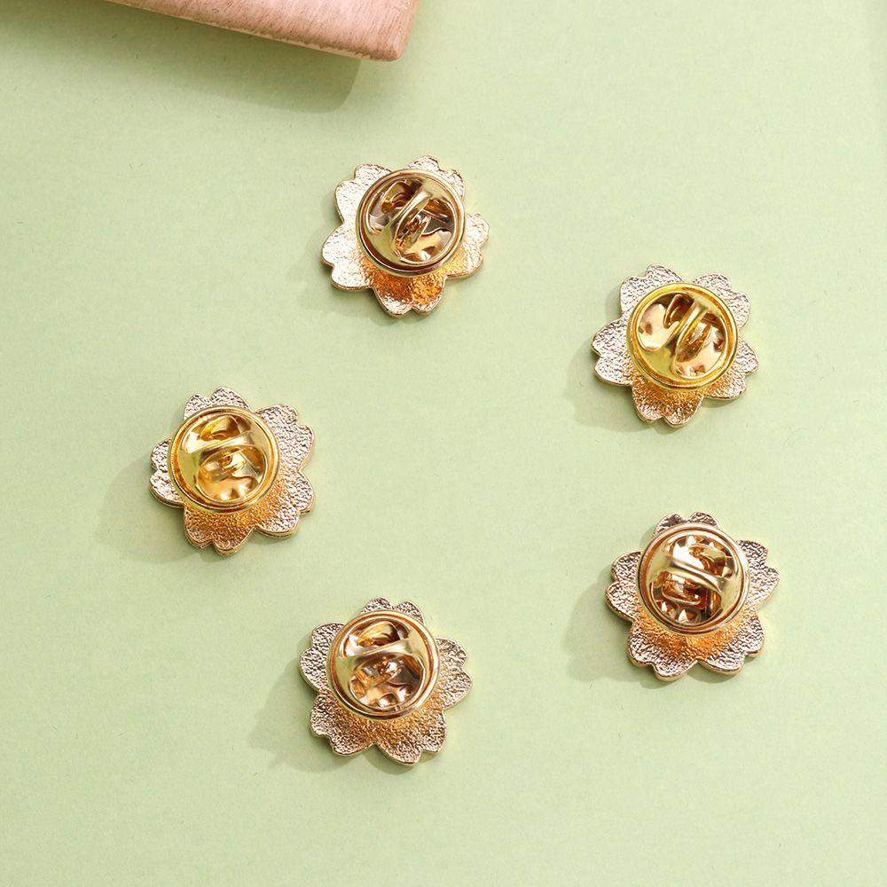 5pcs Alloy Enamel Brooches Sakura Flower Pins Button 20x20x2mm