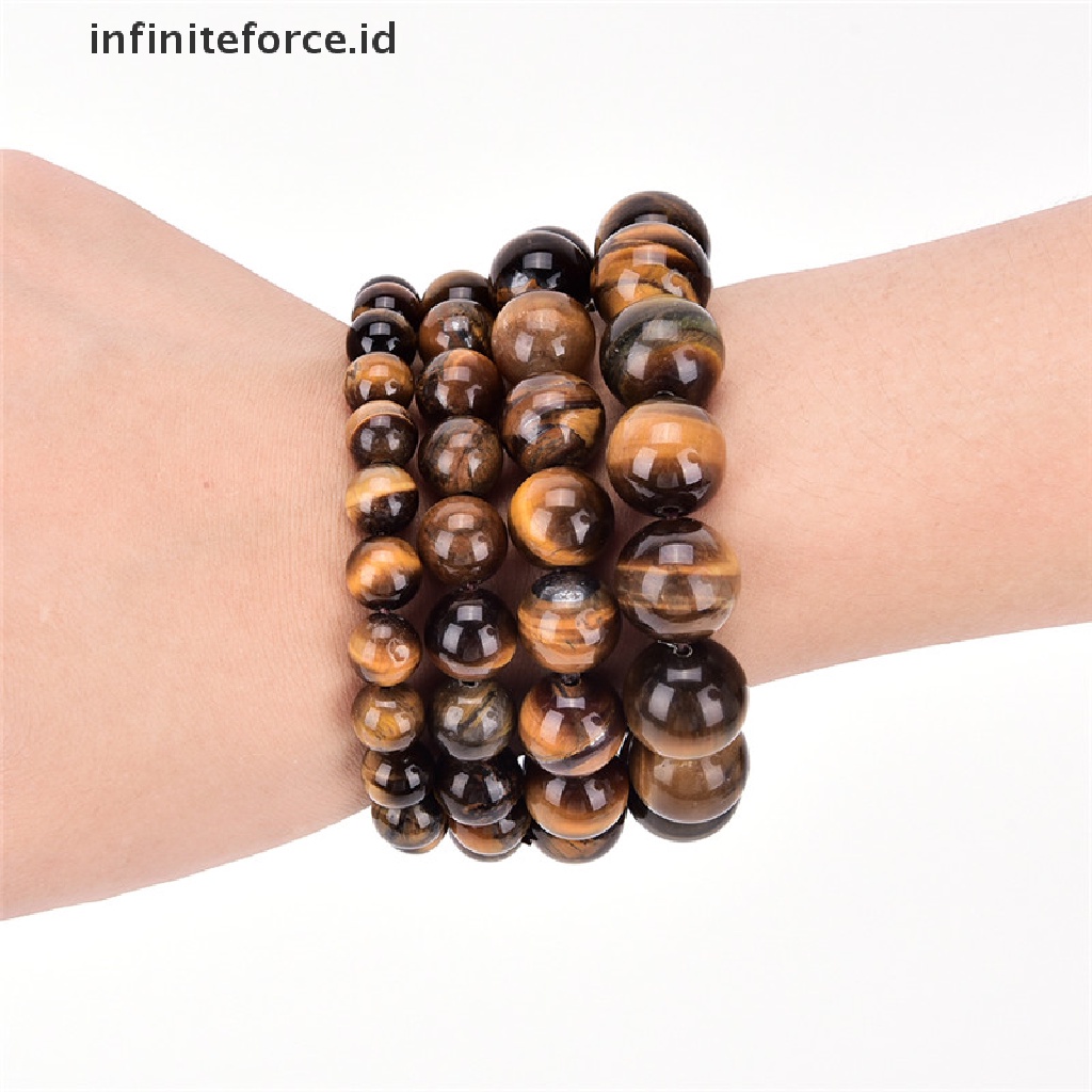 (Infiniteforce.Id) Gelang Manik Batu Tiger Eye Alami Untuk Pria / Wanita