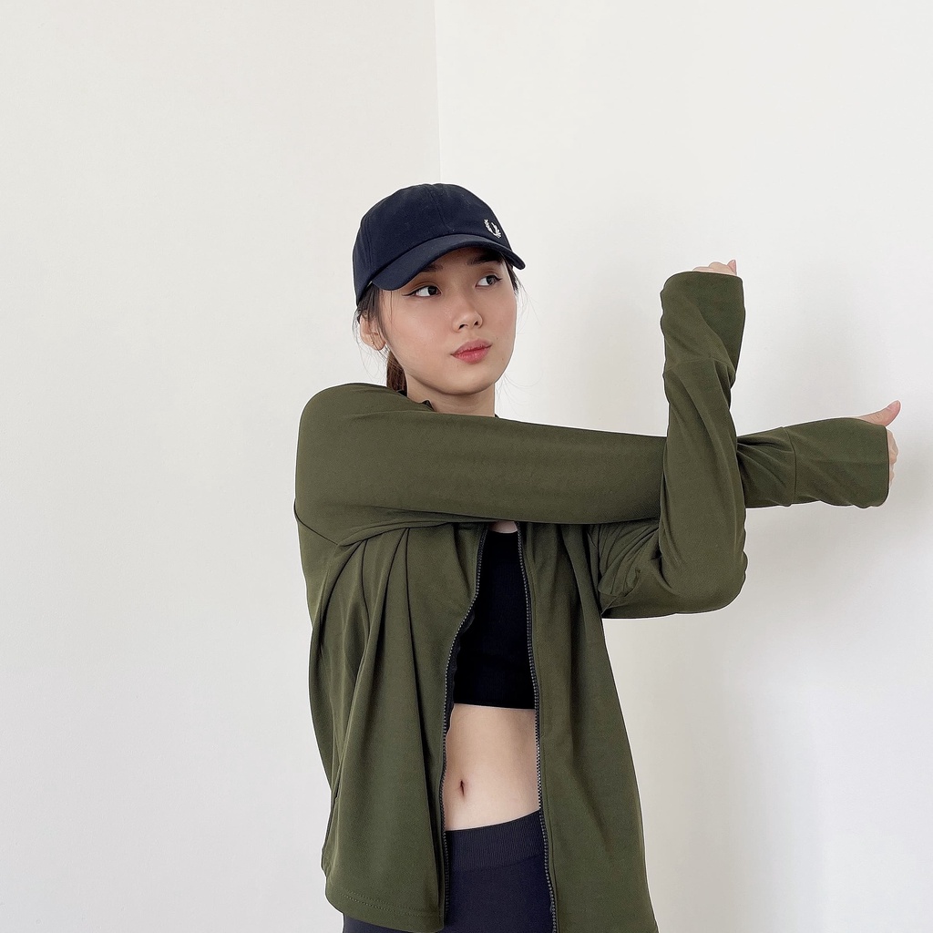 DONSON Sportswear Jacket Sporty Wanita Tangan Kimono Extra Fine Polyester Warna Army Ukuran Standar dan Jumbo