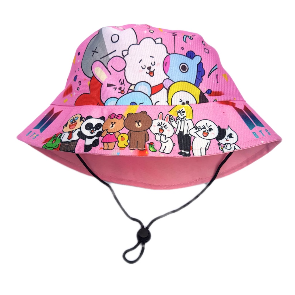 Topi Bucket Hat Tali Anak Laki Laki Perempuan Cowok Cewek Baseball Snapback Gambar Motif Karakter Full Print Sublim Keren Lucu TK SD Usia Umur 1 2 3 4 5 6 7 8 9 10 Tahun Topi