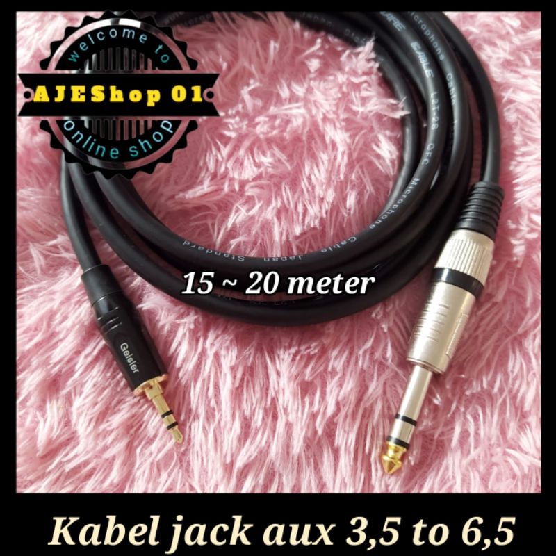 Kabel aux 3,5 mm to jack akai stereo 6,5 kabel canare 20 meter