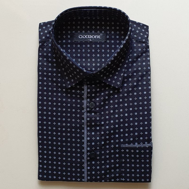 Kemeja Pria Lengan Pendek KS14 Katun Dixmont Hem Motif Casual Kerja Semi Slimfit