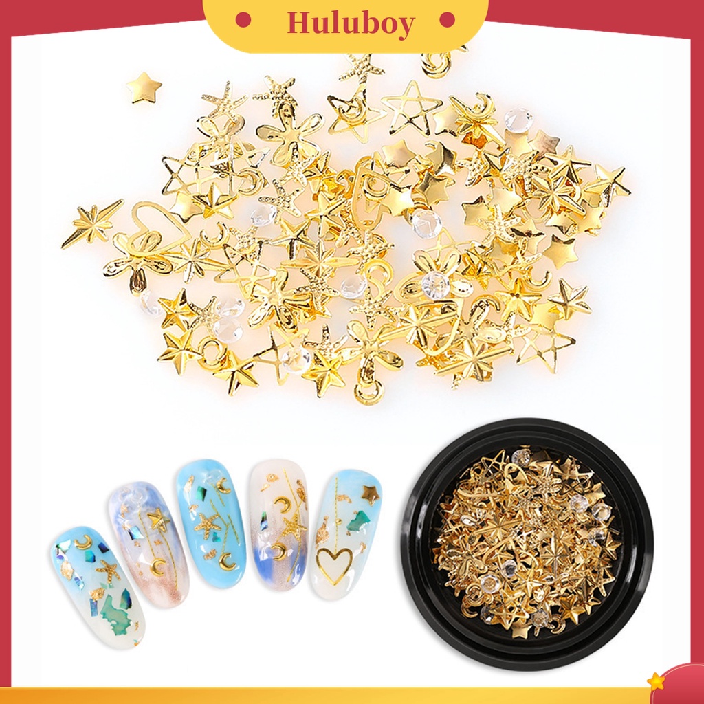Huluboy Huluboy♡ Ornamen Stiker Kuku Manik-Manik Bubble Warna-Warni Bahan Metal Untuk Wanita