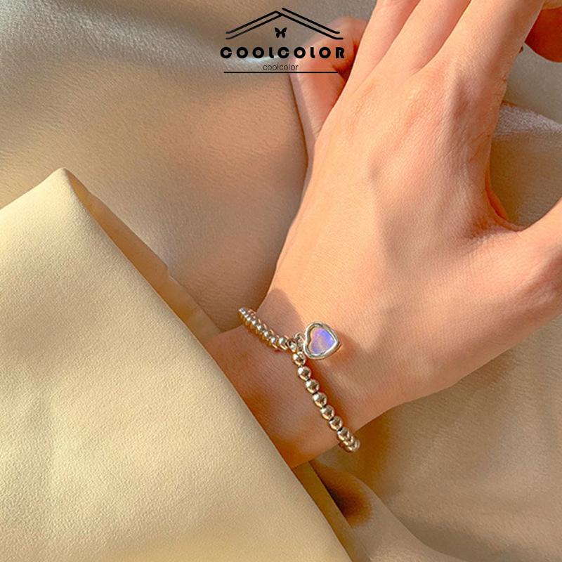 COD❤️Kalung Wanita Moonstone Cinta Liontin Manik-manik Gelang Kecil Gaya Sederhana Fashion Aksesoris Murah Jewelry