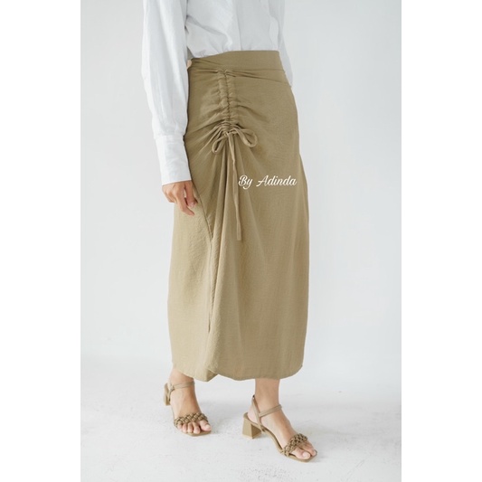 ROK KERUT TALI AIRFLOW CRINKLE SKIRT SERUT BASIC PANJANG BAWAHAN WANITA