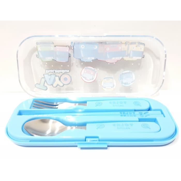 Jual Tayo Sendok Garpu Sumpit Alat Makan Anak Laki Laki Warna Biru Limited
