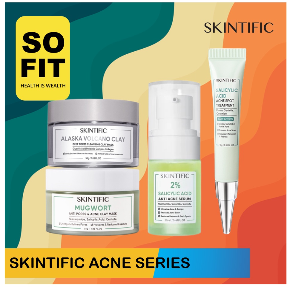 SKINTIFIC Acne Series / Anti Acne Serum / Acne Spot Treatment / Mugwort Anti Pores &amp; Acne Clay Mask / Alaska Volcano Clay Pores Cleansing Mask