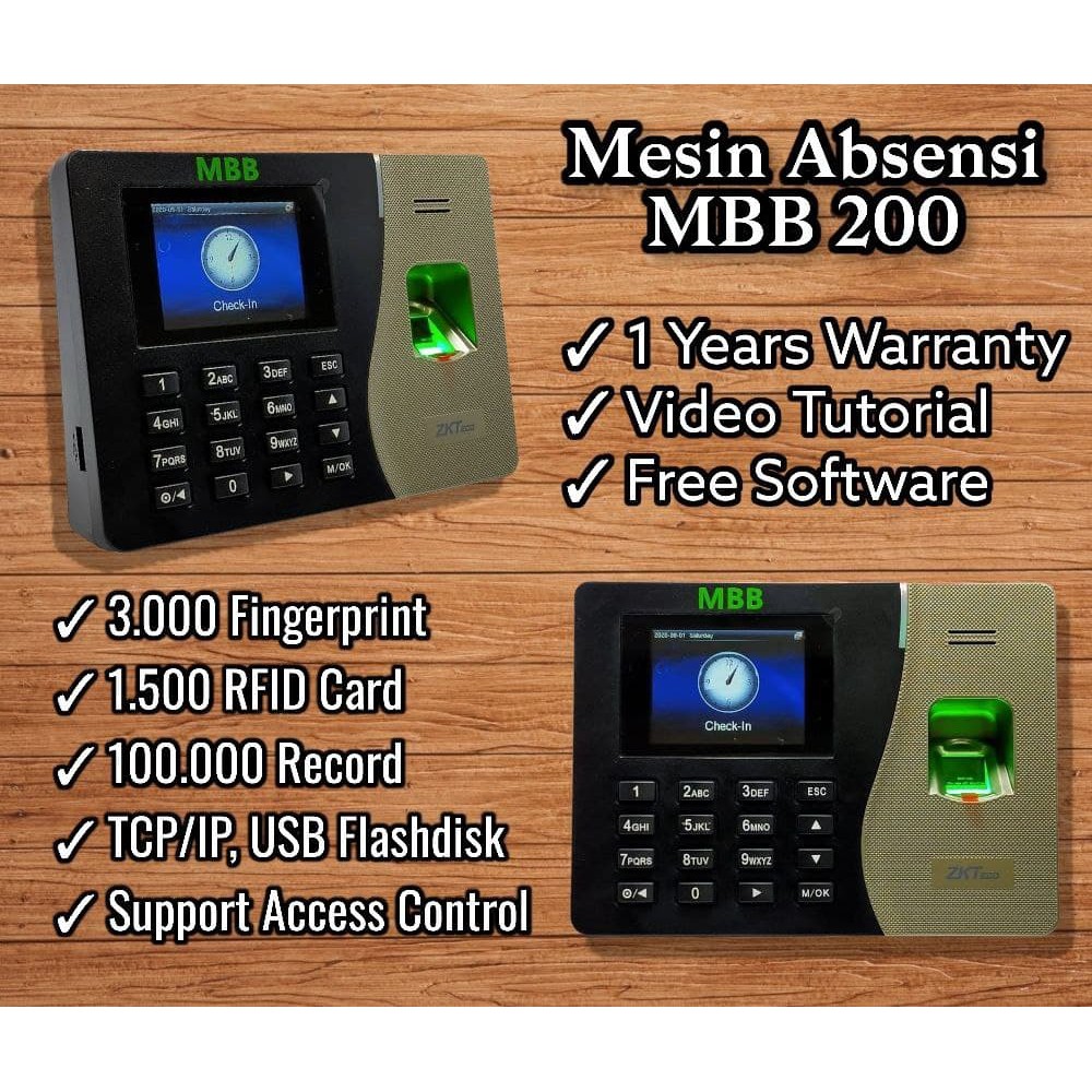 ☑️ MBB ☑️ TERMURAH Mesin Absensi Sidik Jari Fingerprint ONLINE LAN TCP IP Finger Print MBB 200