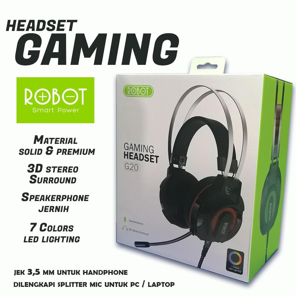HEADPHONE ROBOT GEMING WIRED HEADSET RH-G20 ORIGINAL ROBOT 100%