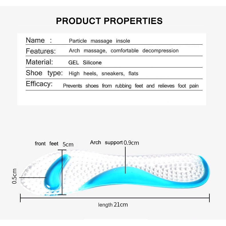 Silicone Gel Pijat Sepatu Sol Wanita Sepatu Hak Tinggi Bantalan Kaki Bantal Dukungan Lengkungan