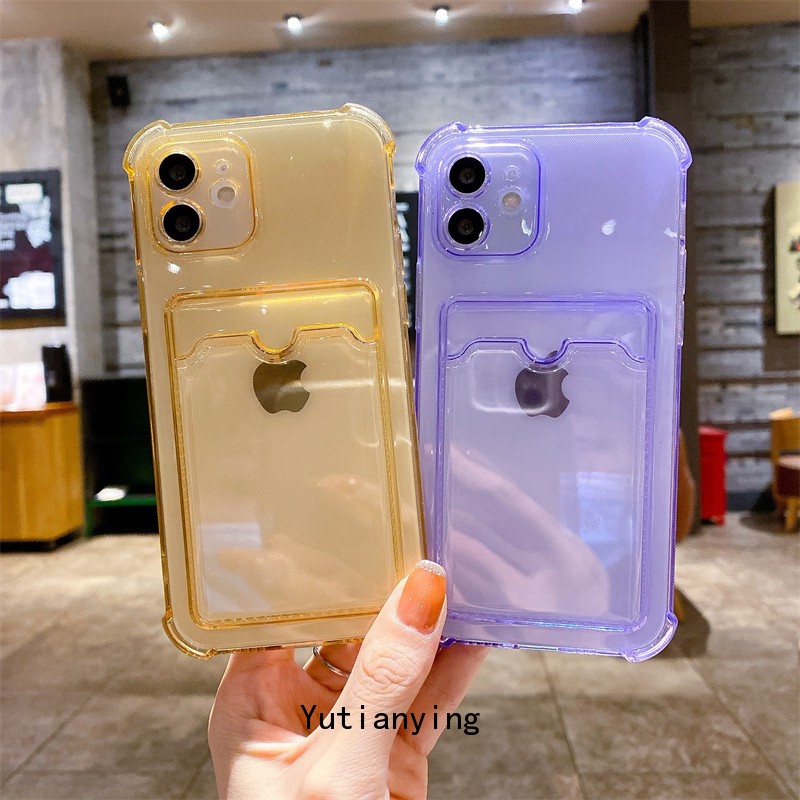 Soft Case Transparan Dengan Tas Kartu Untuk Iphone 7 8 6 6s Plus 12 11 Pro Max Xr Xs Max X