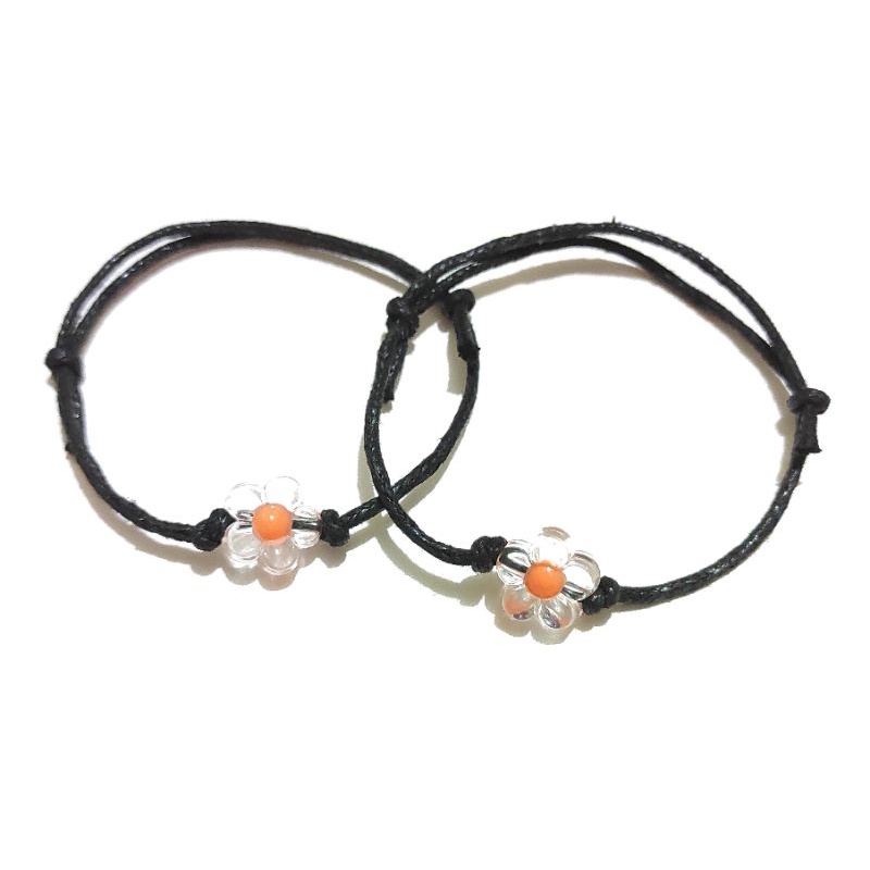 Sepasang (dapat 2 buah) Gelang Persahabatan Couple Charm Bunga Resin Akrilik Gelang Pasangan Couple Bracelet Handmade