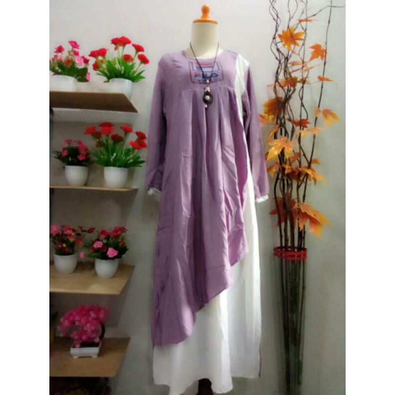 Gamis Lebaran Murah ungu lilac Cantik