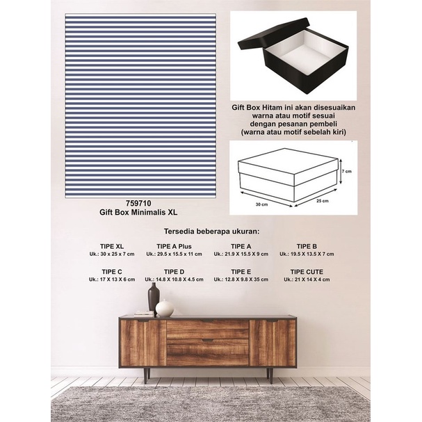 

Kotak kado/Kotak Hadiah/Box Minimalis XL-Garis Spectra NAVY BLUE-A