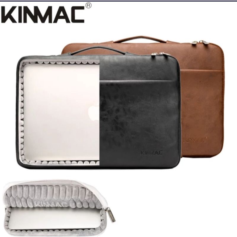 KINMAC HANDSTRAP PU Leather PREMIUM DELUXE Sleeve tas Laptop Jinjing 13 14 15 15.6 inch