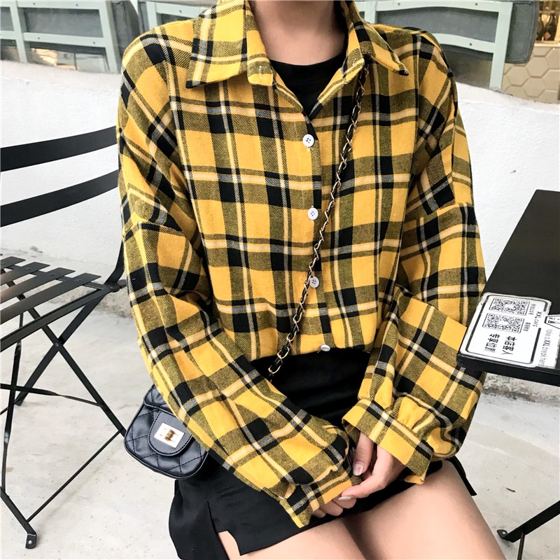 Kemeja Kotak Kotak Wanita Warna Kuning Juwitala Kemeja Kotak Kotak Wanita Warna Kuning Juwitala