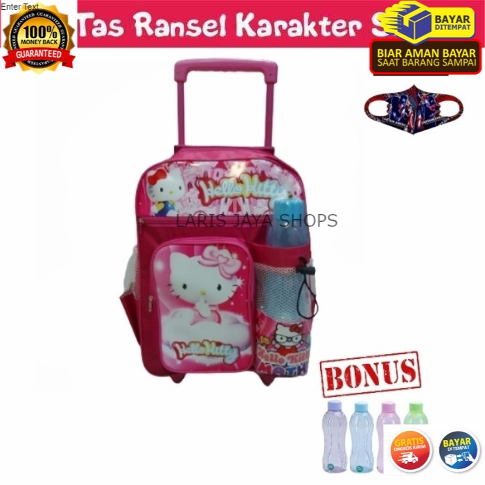 COD TAS RANSEL TROLI ANAK PEREMPUAN HELLO KITTY IMUT FREE MASKER BOTOL MINUM KOLEKSI KADO BAYI NEW