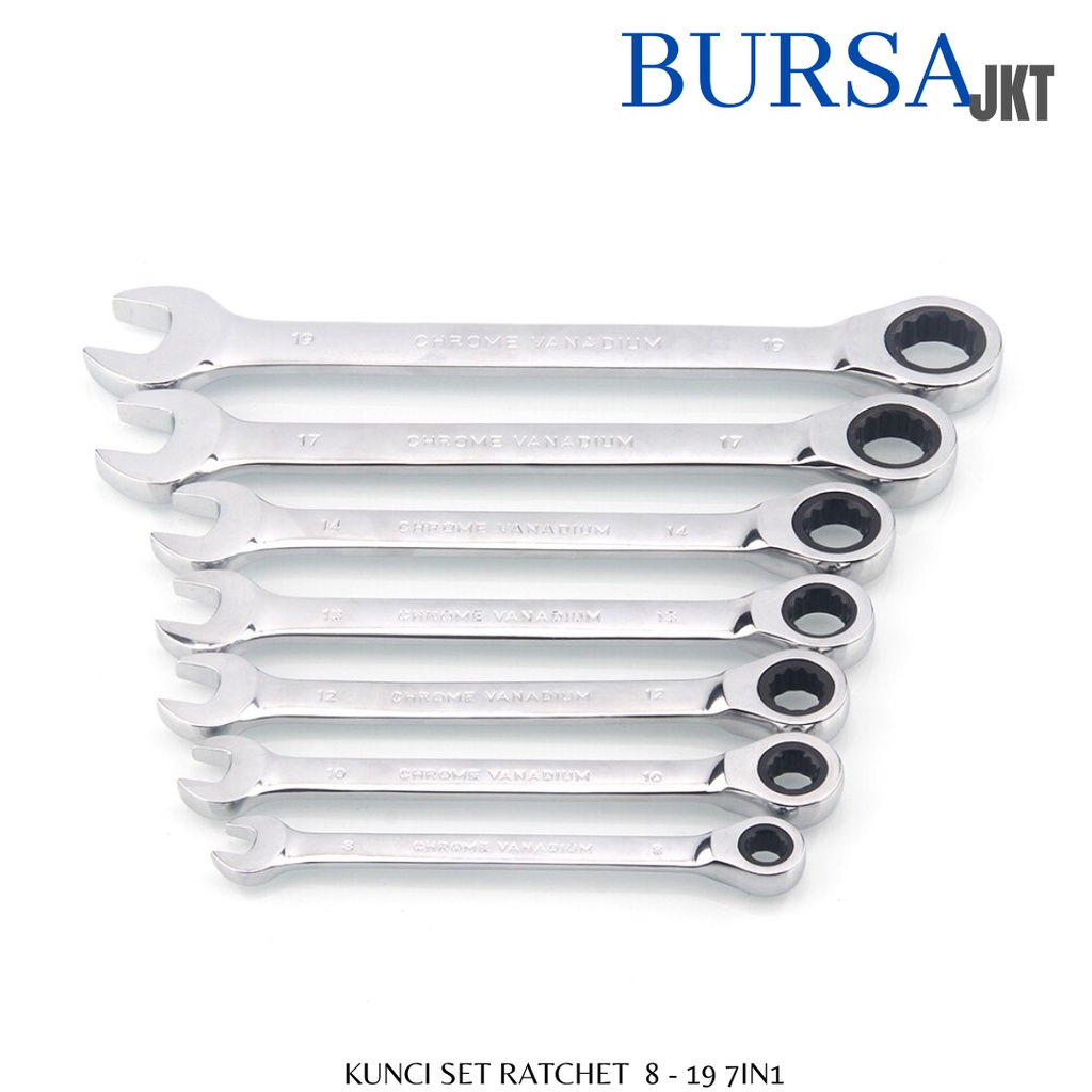 KUNCI RING PAS RATCHET FASTER 7 PC 8 - 19 MM CHROME VANADIUM