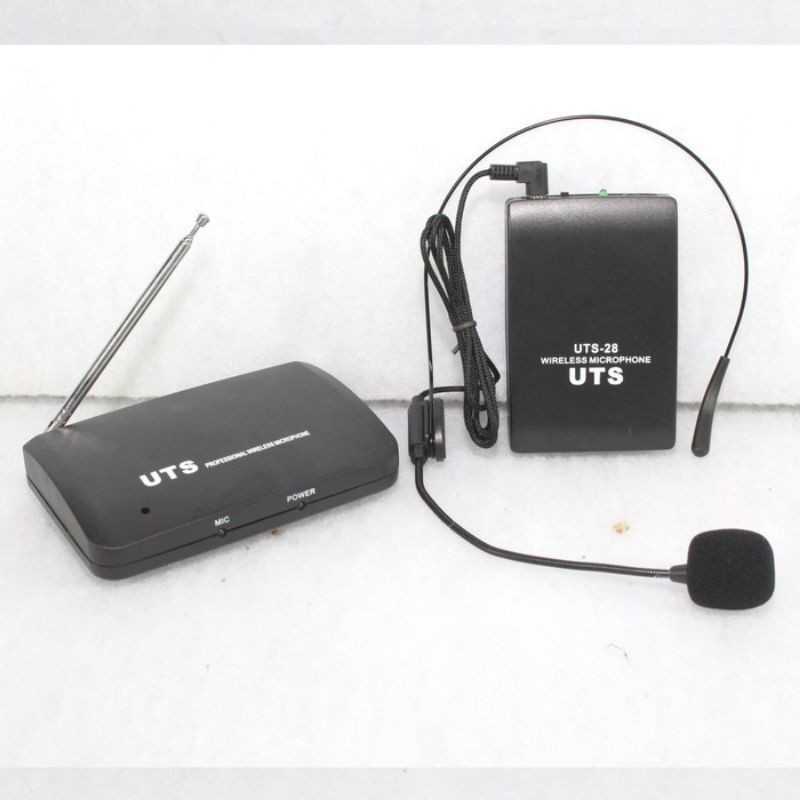 mic wireless UTS 28 clip on jepit + headset mic