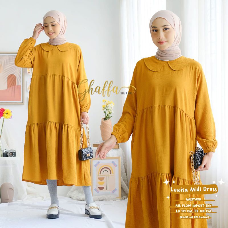 LUWISA MIDI DRESS BY GHAFFA THE LABEL (MIDI DRESS MUSLIMAH) Dress wanita rekomended