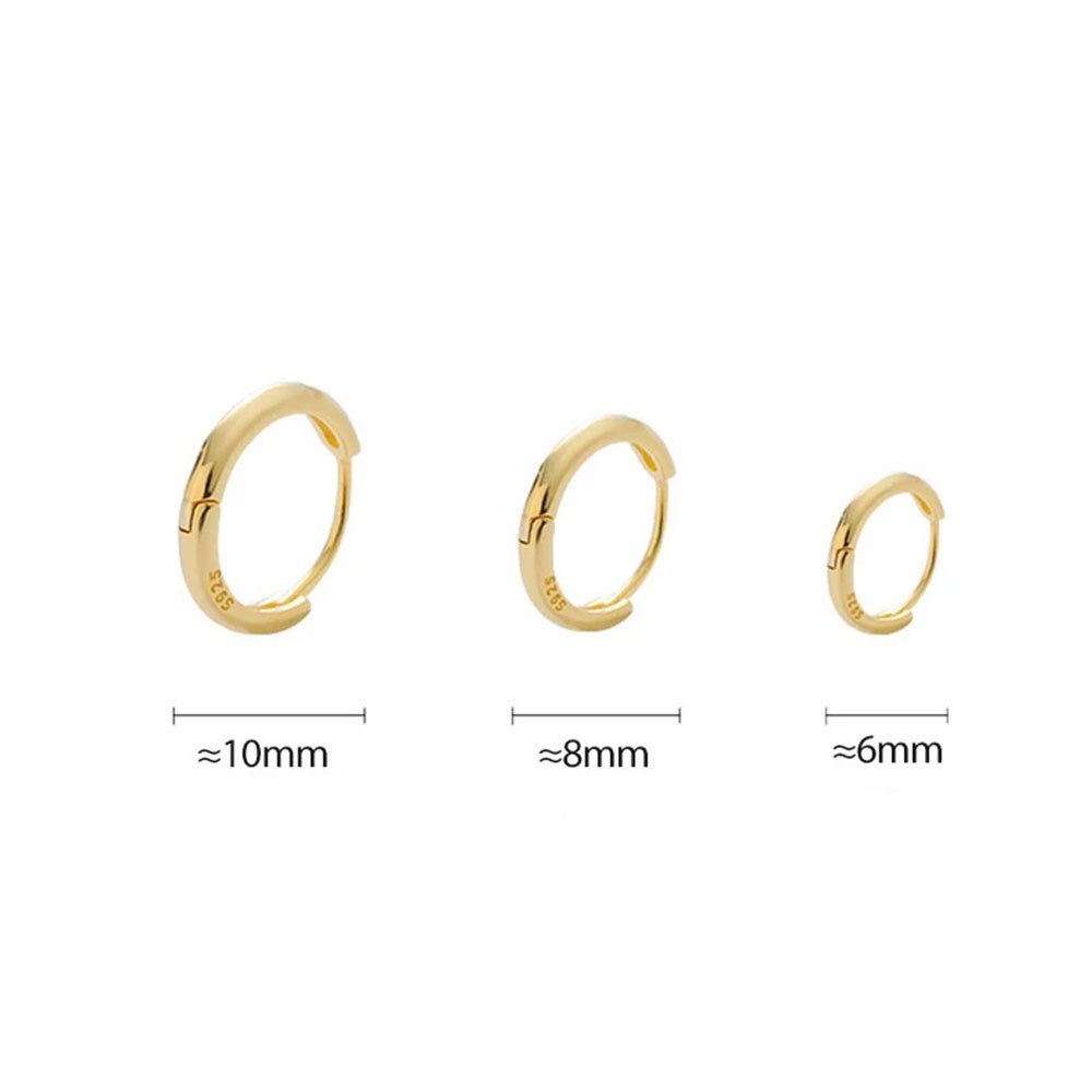 Anting Hoop Bentuk Bulat Warna Gold Silver Ukuran 6mm / 8mm / 10mm / 12mm Gaya Korea Untuk Hadiah