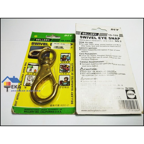 EKA SWIVEL EYE SNAP NO 2 KUNINGAN SELLERY HOOK GANTUNGAN KAITAN SERBAGUNA