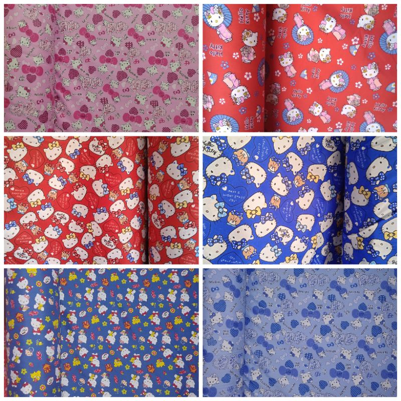 kain sprei meteran motif karakter hello kity kimono