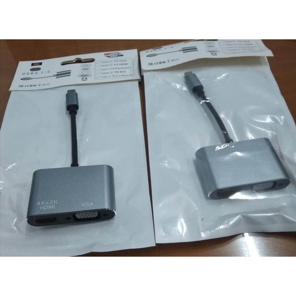 CONVERTER USB TYPE C To HDMI DAN VGA Adapter 2IN1 TIPE Ke Macbook Pro