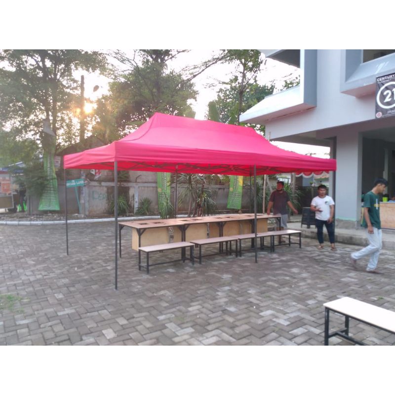 tenda lipat ukuran 3x6 besi holo hitam