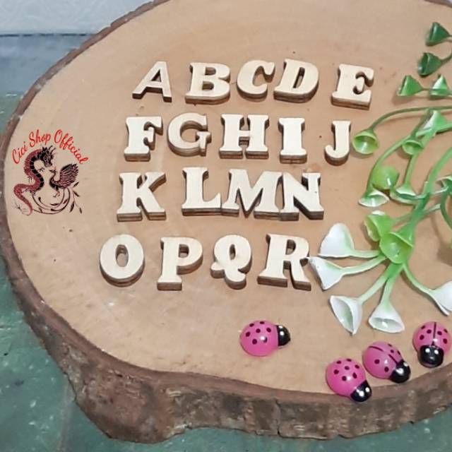 A- R 1,5cm/Huruf inisial kayu/huruf kayu/angka kayu/huruf abjad/nama inisial/kayu nama/nama huruf