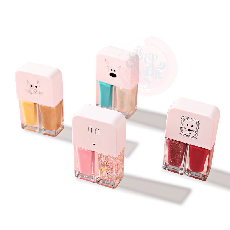 Kutek 2 in 1 Nail Polish 2 Tone Non Peel Off Korean Style - LPM Shop