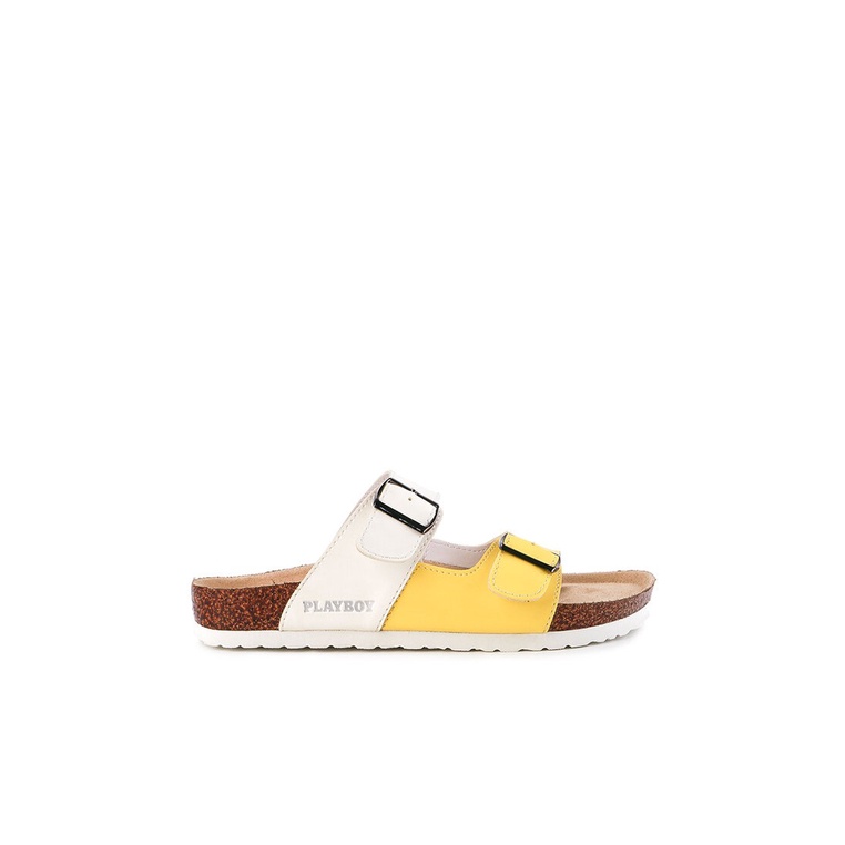 SANDAL SLIDE PLAYBOY WANITA ORIGINAL CASUAL BRANDED ASLI KUNING PLW01