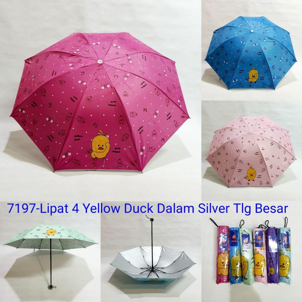 PAYUNG LIPAT MOTIF DUCK YELLOW DALAM SILVER SAKURA 7197