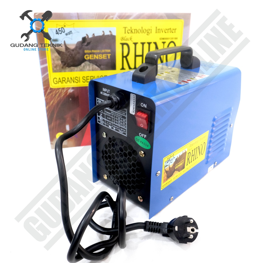 Mesin Las RHINO MMA 120A BIRU 450W++ / Mesin Trafo Travo Las Inverter Rhino MMA 120 A 450 Watt