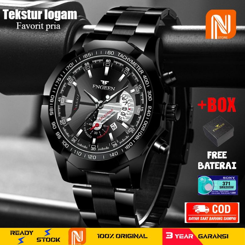 COD [ BEST SELLER ] S001 Jam Tangan Pria Luxury Stainless Steel Tahan Air 100% Original + Baterai Cadangan dan Kotak Jam