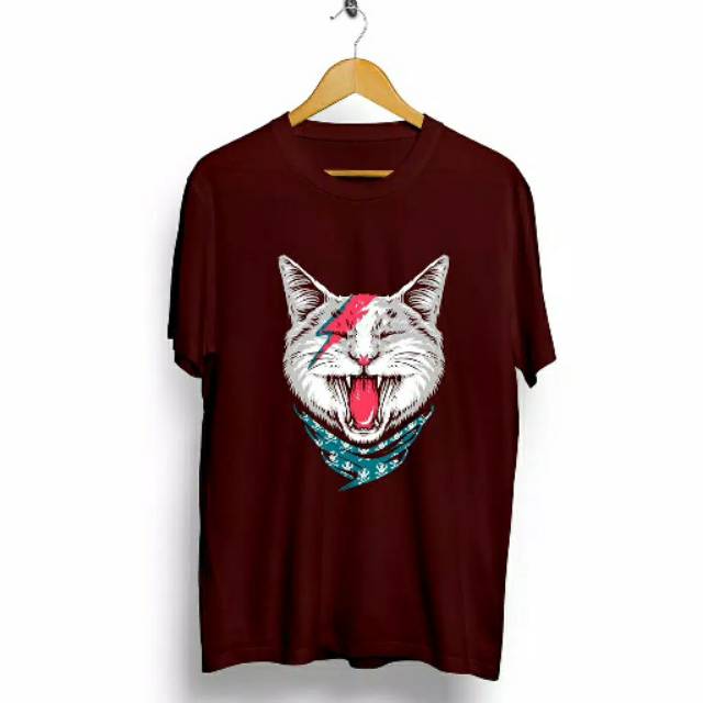 Fourfashion Kaos Pria Kaos Distro CAT FLASH MAROON CN697