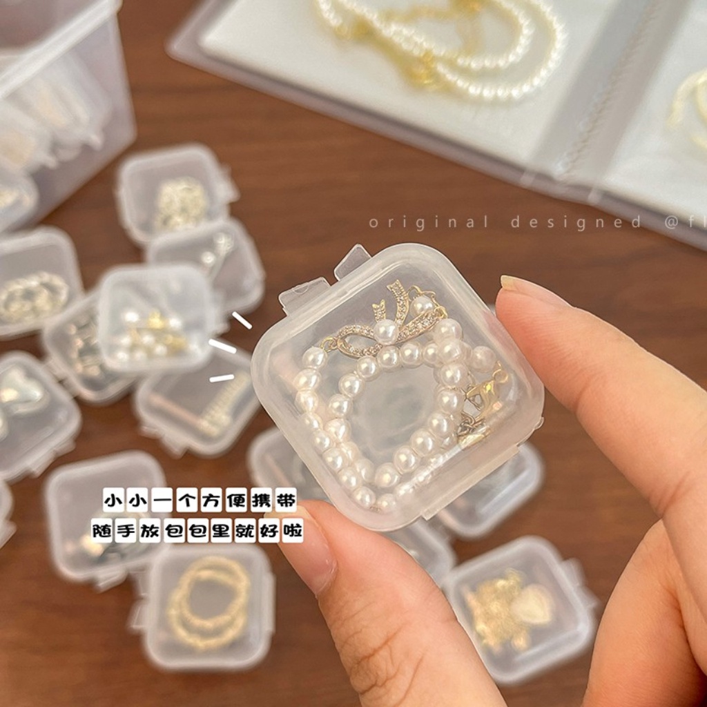 Kotak Penyimpanan Mini Anti-Oksidasi Anting Kalung Kotak Obat Plastik Trave Box Transparan Kotak Penyimpanan Perhiasan 1pc