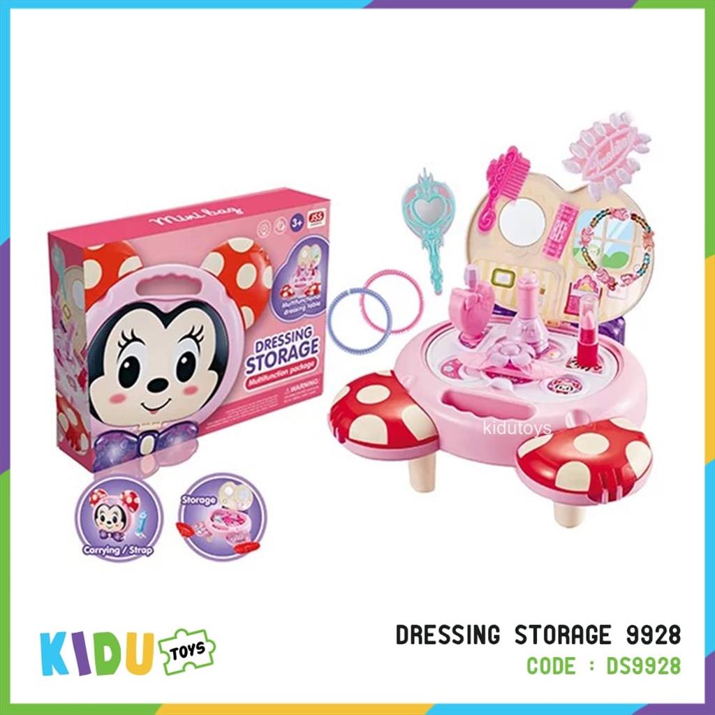 Mainan Anak Perempuan Dandan Make Up Meja Dandan Minnie / Dressing Storage 9928 Kidu Toys